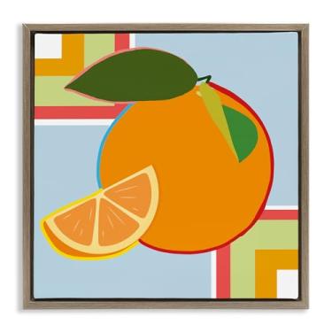 Imagem de Stupell Industries Arte de parede geométrica laranja fruta marrom emoldurada tela flutuante, design por Daniela Santiago, 18 x 18