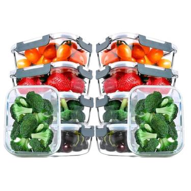 Imagem de Kit 10 Potes de Vidro Hermético 1040ml Life – Marmitas com Tampa Vedante, Armazenamento de Alimentos, Micro-ondas e Forno