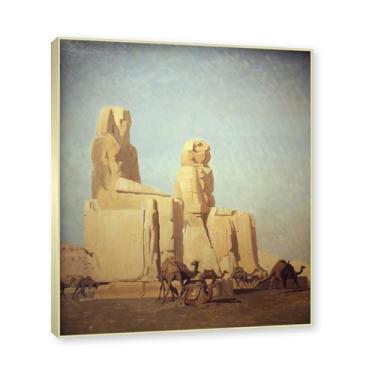 Imagem de NHLDZYH Moldura champanhe. Imagem da natureza em tela, (o colosso de telhas) de Jean Leon Gerome, reprodução de quadros, quadro de arte de parede de tela para casa. 60x72cm