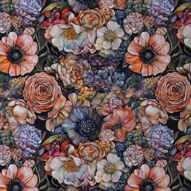 Imagem de ESSMOKO Papel de parede retrô fundo de flor escura PVC autoadesivo impermeável papel de parede quarto estudo adesivo decorativo escuro 45 * 300 cm