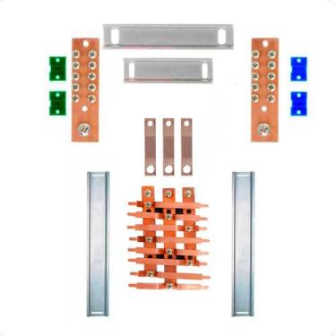 Imagem de Kit Barramento Trifásico 150A para 16 Circuitos com Placa de Policarbo