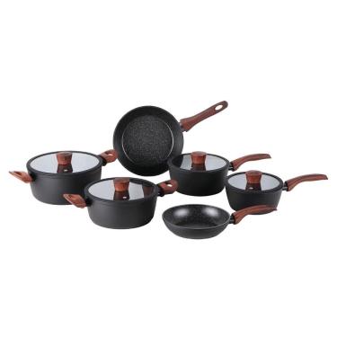 Imagem de Jogo de Panelas Brinox Antiaderente Ceramic Life 6 Peças Sirius com Indução Preto