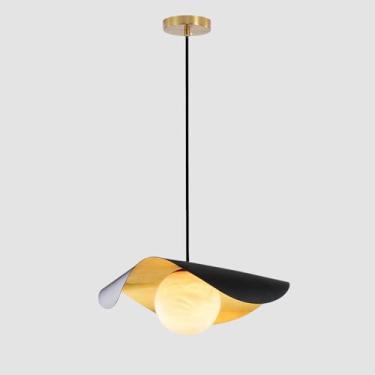 Imagem de Luminária pendente de folha de lótus, lustre UFO, luminária de teto criativa suspensa com cúpula de vidro, lustres de restaurante, luzes pendentes de ilha de cozinha G9 Droplight