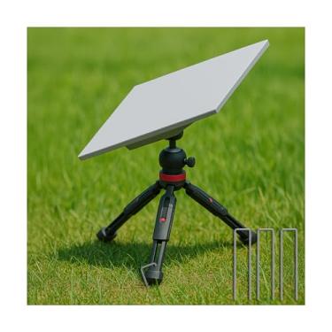 Imagem de Suporte de tripé para Starlink Mini da MMOBIEL – Altura ajustável e inclinação – Placa de montagem redonda (serve para modelos antigos e novos) e estacas de solo – Base compacta e estável para trailer