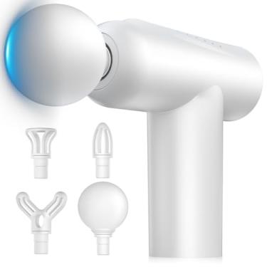 Imagem de Pistola Massageadora Elétrica Profissional com 6 Acessórios Massagem Tecidos Profundos(Branco)