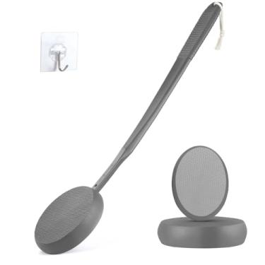Imagem de Aplicador de loção de 19 "para bronzeamento nas costas Aplicador de loção para costas com alça longa para pés Aplicador de autobronzeador nas costas Aplicador de protetor solar (cinza)