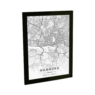 Imagem de Quadro Decorativo A2 Hamburgo Alemanha Mapa Pb Viagem Decoração Poster
