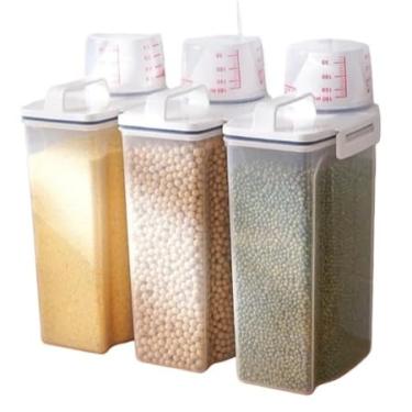 Imagem de Pote Hermético 2L Com Medidor Organizador De Alimentos Mantimentos Arroz (2 Unidades)