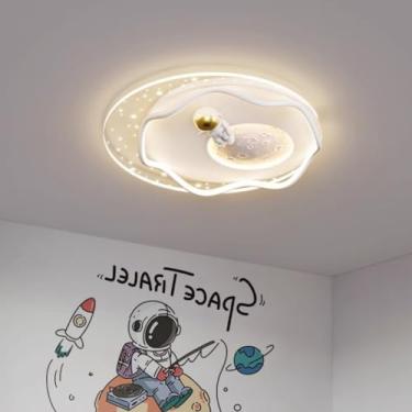 Imagem de Luminária de teto infantil LED regulável com controle remoto 3000K-6000K Lâmpada de quarto infantil Abajur criativo de estrela e lua Lâmpada de teto para meninos e meninas Quarto Lustre de j