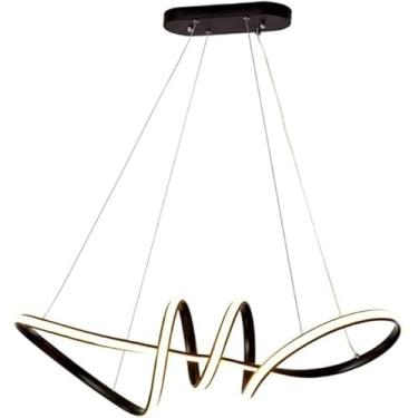 Imagem de Luminárias pendentes LED simples e modernas com controle remoto, lustre de acrílico regulável, luzes suspensas para sala de estar, sala de jantar, escritório, lâmpadas de lustre