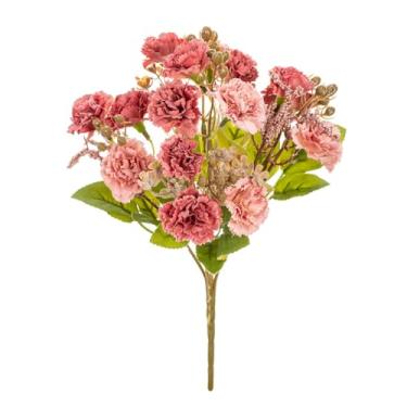 Imagem de Buquê de flores artificiais com várias cabeças, cravos, dia das mães, natal, casamento, residência, presente faça você mesmo, jardim, mesa de jantar, decoração (rosa vermelha)