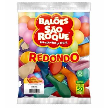 Imagem de Balões De Látex Sortido 9 Liso Redondo 50Un - São Roque - Balões São R