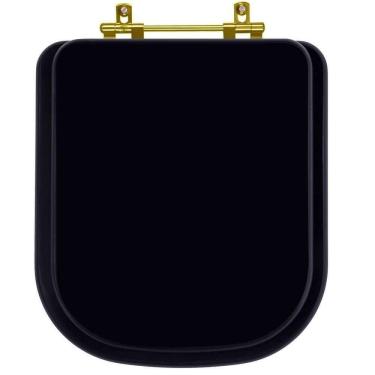 Imagem de Tampa de Vaso Poliéster Elite Preto para bacia Celite com Ferragem Dourada