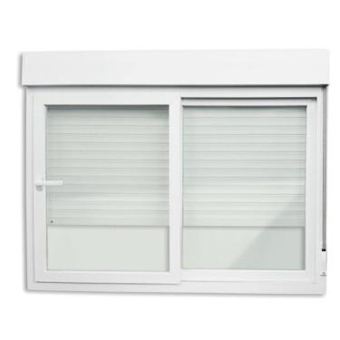 Imagem de Janela Integrada PVC 2 Folhas Vidro Liso com Cremona Itec Branco