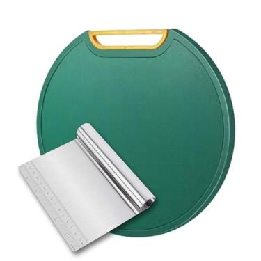 Imagem de KIT 2 - Espátula e Cortador Manual de Massa e legumes - Inox + Tábua de Corte Redonda com suporte e Ralador