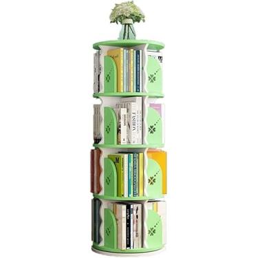 Imagem de AKALNNB Estante criativa giratória de 360° prateleiras de livros de desmontagem simples, estante de livros WPC canto alta, estante de canto para estudantes, verde - 50 x 159 cm