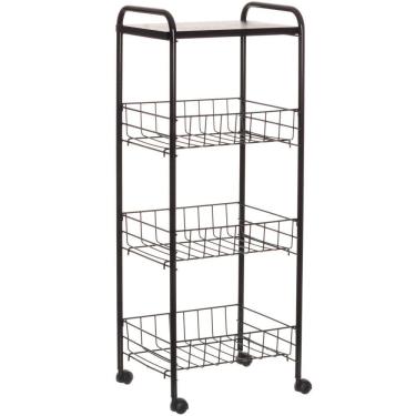 Imagem de Fruteira 3 Cestos Com Tampo De Madeira Black