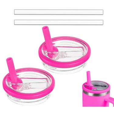 Imagem de Pacote com 2 tampas de canudo de 850 g compatíveis com Stanley Quencher, substituição de tampa à prova de vazamento para Stanley H2.0 FlowState Tumbler Stanley H2.0 FlowState, reutilizável à prova de