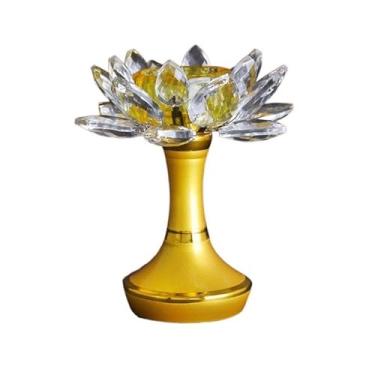 Imagem de Castiçal Suporte de vela de vidro lótus castiçal ornamentos de mesa Zen oferta castiçal incenso castiçal suporte de vela (cor: C)