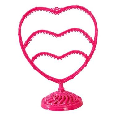 Imagem de Colaxi Suporte para brincos em formato de coração, organizador compacto para decoração de casa, suporte para brincos, bonito para venda em lojas, mesa de, Vermelho