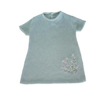 Imagem de Vestido para Bebê até 12 meses de Tricô Bordado - Kowak Baby, Verde