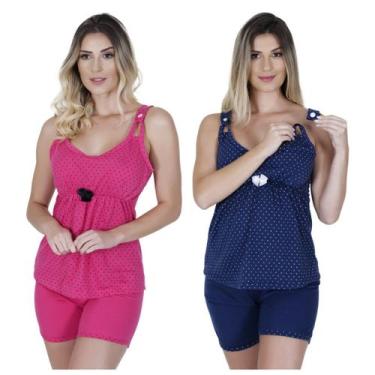 Imagem de Kit 2 Baby Dool De Amamentação Short E Camiseta Gestante Maternidade A