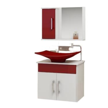 Imagem de Conjunto Bali MDF gabinete para banheiro 50cm com cuba e espelheira(VINHO)