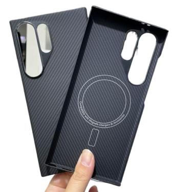 Imagem de Waillynice Capa de fibra de carbono original para Samsung Galaxy S24 Ultra anti-queda com design de capa de fibra de aramida S24ultra (600D (Mag) RingBig, para S24 Ultra)