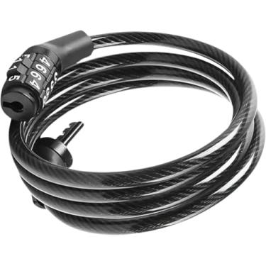Imagem de Cadeado Bicicleta Reforçado Cabo Aço Bloqueador Senha Cor Preto Cadeado Bike e Moto