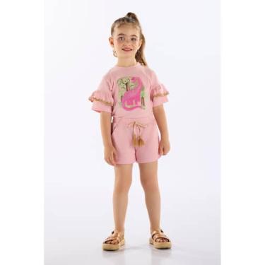 Imagem de Conjunto com Blusa e Short Infantil Up Baby, Rosa, 1