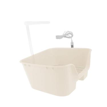 Imagem de Baoblaze Banho automático para pássaros, chuveiro com circulação automática de água, conveniente, elétrico, banheira para pássaros, brinquedo para banho de, Bege