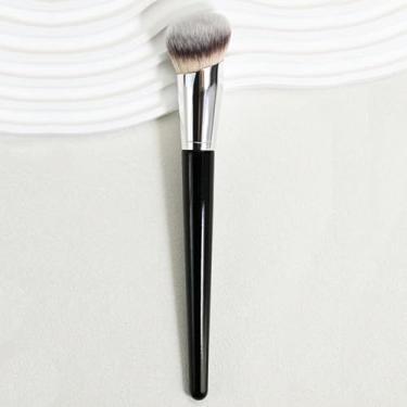 Imagem de Pincel de maquiagem profissional, cerdas sintéticas, pó líquido de mistura de beleza, creme corretivo, cosméticos e blush, pincel de maquiagem (preto)