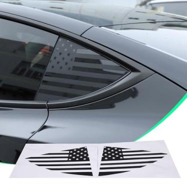 Imagem de Aotumcer Decalque de capa de persiana de janela lateral para 2019-2024 2025 2026+ Acessórios Tesla modelo Y ABS janela de quarto decalque bandeira americana decoração pré-cortada Qtde (2)