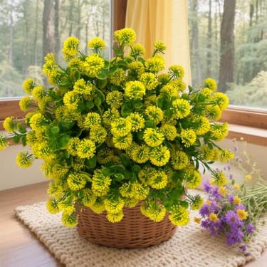Imagem de 1 pacote de flores artificiais para bebês, eucalipto, fruta - Gypsophila sintética para plantas de jardim resistentes ao ar livre, flores falsas, decoração de mesa de cozinha (7 garfos de eucalipto