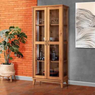 Imagem de Cristaleira Madeira Maciça Carvalho 2 Portas Com Vidro Carvalho Replet