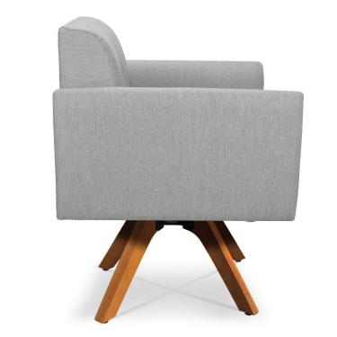 Imagem de Poltrona Giratória Elisa Linho Cinza Claro A05 Base Madeira Mm30