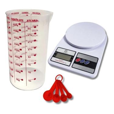 Imagem de 2X Kit Copo Medidor 500Ml Com Balança Digital, Colher Medido