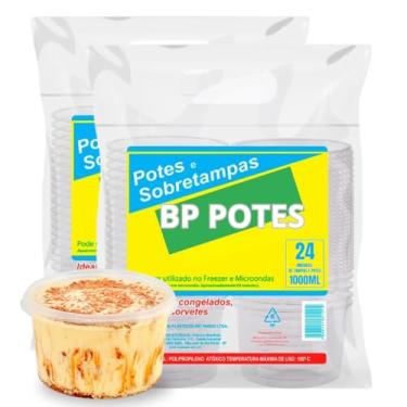 Imagem de Pote Descartavél 1000ml BP Potes Redondo com Tampa Açai Bolos Sorvetes (48 Unidades)