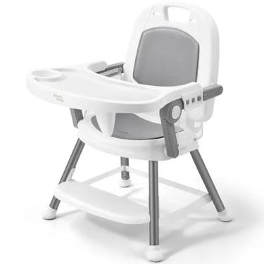 Imagem de Cadeirinha De Alimentação Para Bebê Multikids Baby Berry 3 em 1 Cadeira Refeição Alta Baixa Assento de Elevação Infantil 6+ meses até 25kg Cinza Portátil