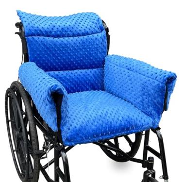 Imagem de Jeelathy Almofada de assento para cadeira de rodas - Almofadas grossas para cadeira com capas de apoio de braço completas - Pressão nas costas e alívio da dor, travesseiro antiderrapante de suporte