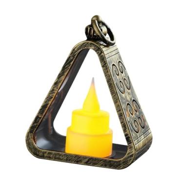 Imagem de Fenteer Luminária de cabeceira criativa, luminária de mesa triangular, ideia de presente, luz noturna portátil, luz noturna LED para armário, escritório, Bronze