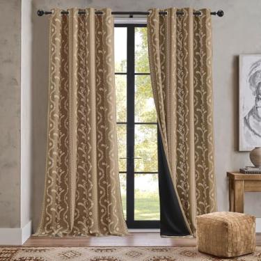 Imagem de LIMON HOME Cortinas blackout marrons de 213 cm de comprimento para sala de estar, quarto, tratamento de janela à prova de som, cortinas pretas para salão, conjunto de 2 painéis