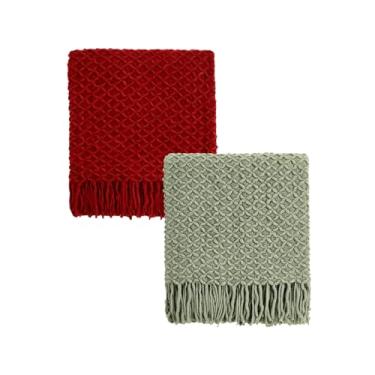 Imagem de CREVENT Cobertor de malha Boho Farmhouse para sofá, poltrona, cama, decoração de casa, macio, quente, aconchegante, leve para primavera, verão, outono (conjunto de Natal de 127 x 152 cm)