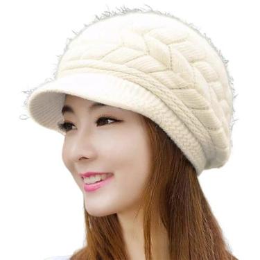 Imagem de Boné Touca Gorro Chapéu de Lã Forrado Inverno Malha Feminino - Modas F