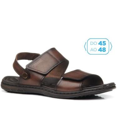 Imagem de Sandália Pegada Masculino Plus Size em Couro Pinhão 533303-01, 46
