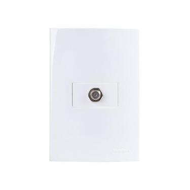 Imagem de Tomada Antena De Tv Margirius Sleek Para Cabo Coaxial Com Placa 4x2 Branca