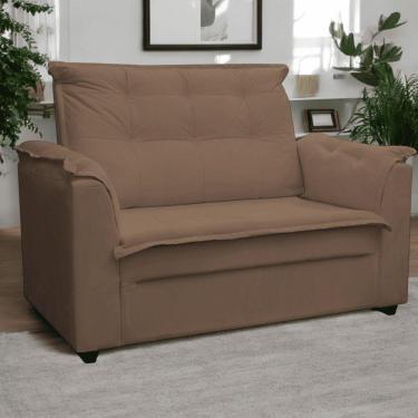 Imagem de Sofá 2 Lugares Namoradeira Marrocos 1,40m Sala De Tv Estar Recepção Suede Marrom Mabe Magazine