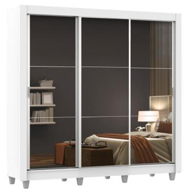 Imagem de Guarda Roupa Mônaco Casal 3 Portas Correr Espelho Pés Madesa