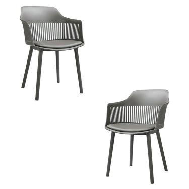 Imagem de Kit 2 Cadeiras Decorativas Prescott Sala De Jantar Pp/pu Cinza G56 - Gran Belo