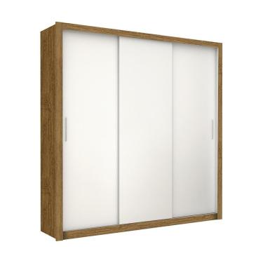 Imagem de Guarda Roupa Roupeiro Clarice 3 Portas De Correr 4 Gavetas Carioca Cinamomo Branco
